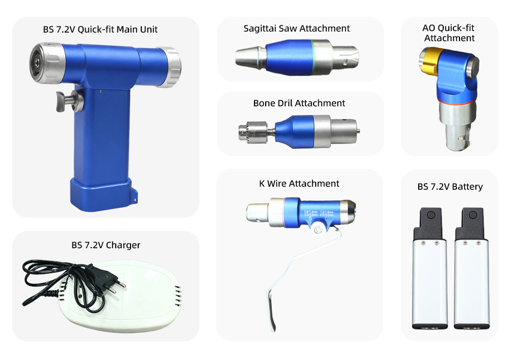 Veterinary 4-in-1 Electric Drill Set with bone drill oscillating saw and K-wire attachments