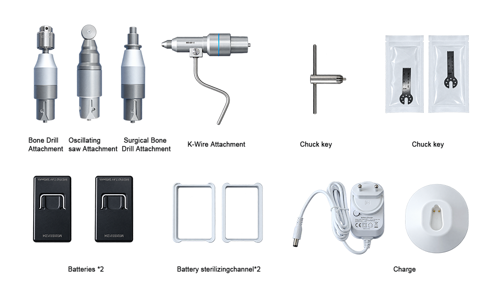 Veterinary Mini Electric Set with bone drill oscillating saw and K-wire attachments